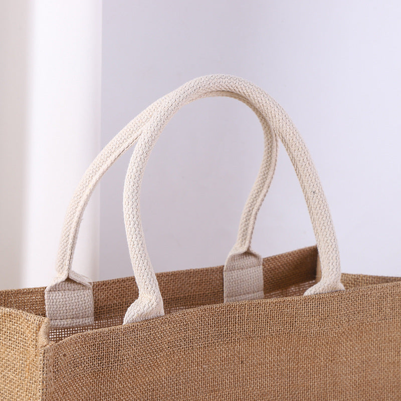 Jute-Tragetasche mit Baumwollgriffen
